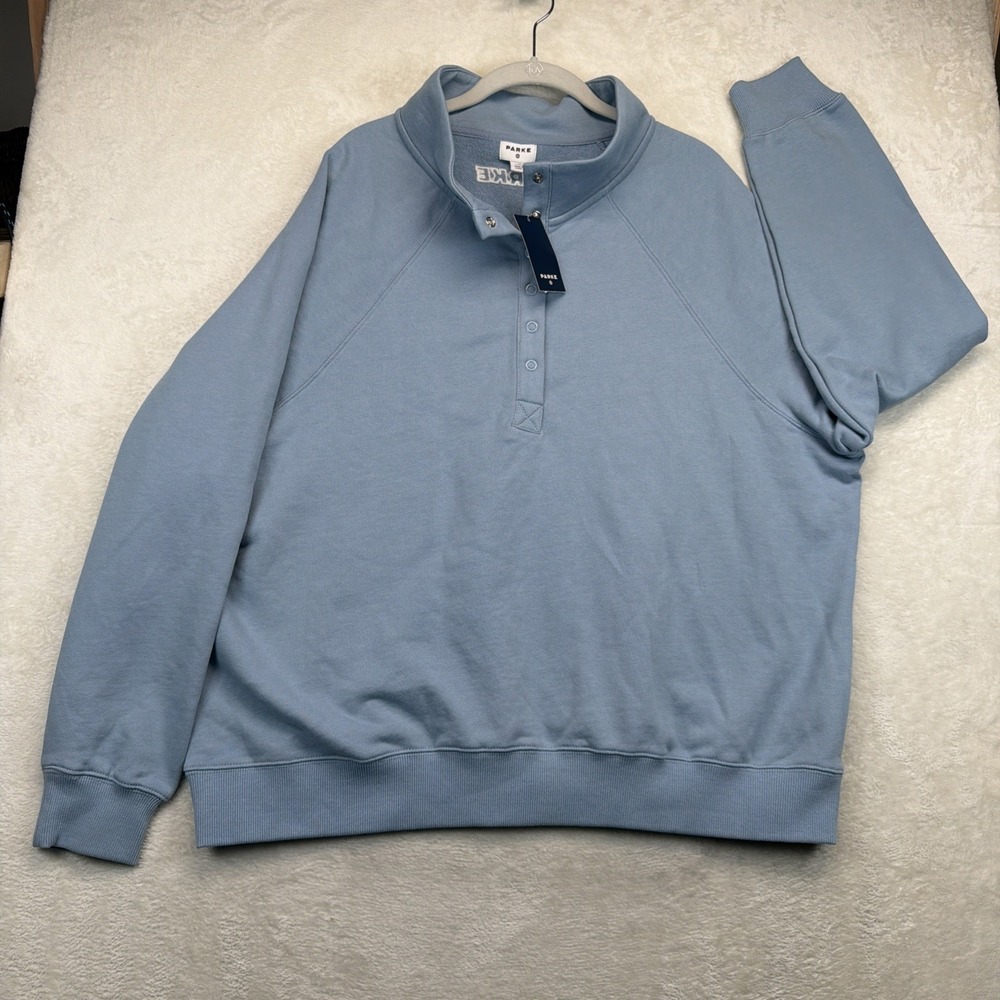 PARKE x Target Henley Sweatshirt Men's L/XL Light Blue Long Sleeve Pullover NWT